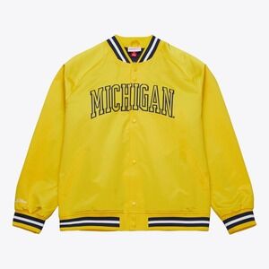Mitchell & Ness Michigan Wolverines College Vault Satin Varsity Jacket Yellow XL